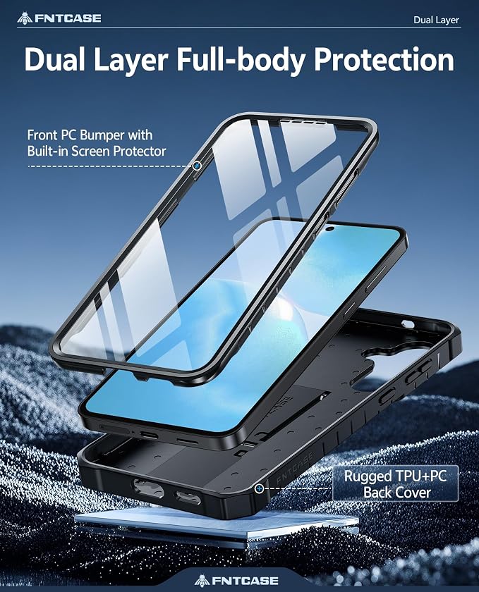 FNTCASE for 11 Pro XL Case Rugged Kickstand 2 Front Frames Black | Built-in Screen Protector 20FT Military-Grade Drop Protection Rugged Heavy Duty Shockproof Full Body Protective Cover