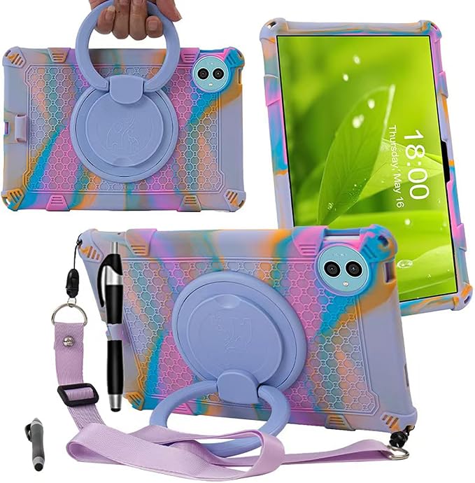 Tablet Case for Teclast P50 11 inch Soft Anti-Stress Silicone Case with 360° Rotate Stand/Pencil Holder/Shoulder Strap/Pen for Teclast P50 (Colorful Blue)