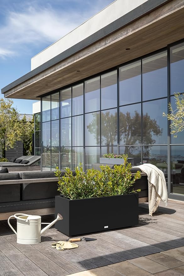 Veradek Block Series Long Box Planter - Large Rectangular Planter for Indoor or Outdoor Patio/Porch | Durable All-Weather Use with Drainage Holes | Modern Décor for Tall Plants, Flowers or Shrubs
