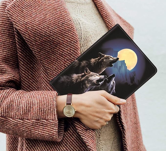 Case for iPad 6th/5th Generation (2018 2017 Model 9.7 Inch) iPad Air 2/Air 1 (9.7 Inch) Slim PU Leather Stand Folio Cover with Auto Wake Sleep African Woman Wolf