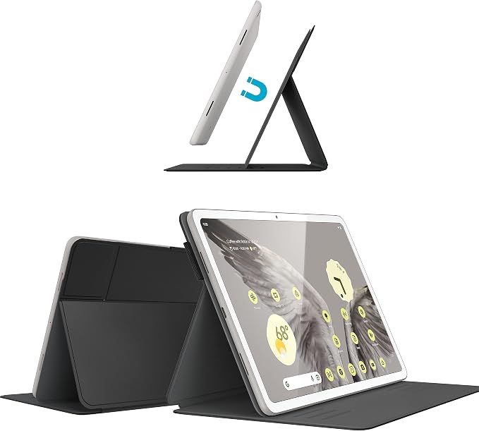Speck Google Pixel Tablet Case &amp Stand 2023 - Slim Foldable Design Adjustable Viewing Angles Camera Lens Protection Google Pixel Tablet Stand &amp Case - On Off Magnet - Black &amp White MagF
