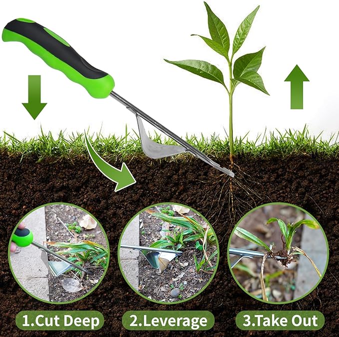 Weed Puller Tool, Manual Hand Weeder Tool, Crack Weeder Crevice Weeding Tool Stainless Steel, Paving Brick Moss Dandelion Removal, 2 Pack Weed Remover Tool for Garden Patio