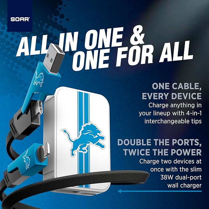 SOAR NFL Slim Wall Charger and 4 In 1 Multi Charging Cable