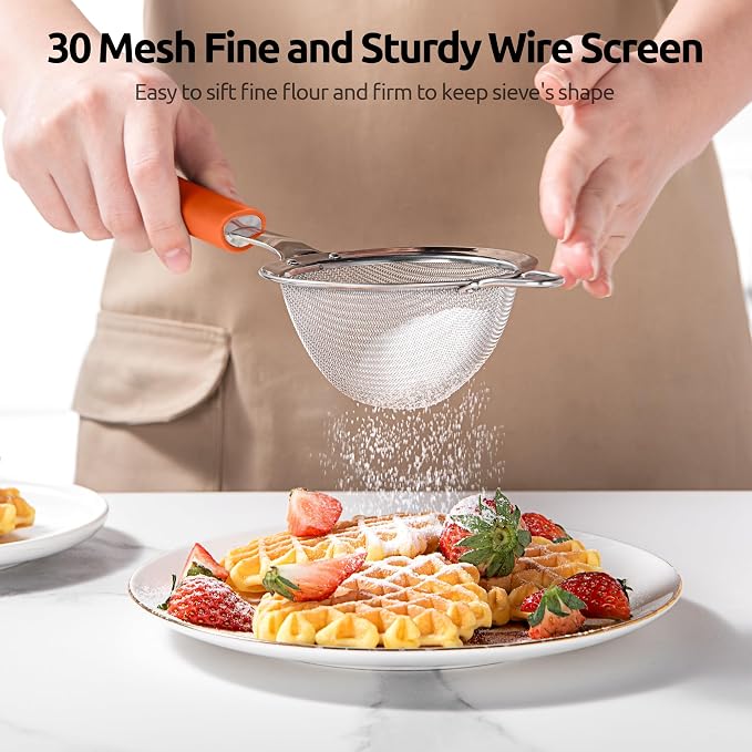 U-Taste Small Fine Mesh Strainer: 18/8 Stainless Steel 3.35in 30 Mesh Kitchen