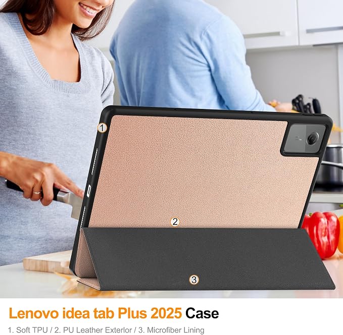 YRH for Idea Tab Pro 12.7 inch Case 2025 with Pen Holder Soft TPU Back Tablet Cover Case with Auto/Sleep (Black)