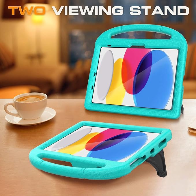 Kids Case for iPad (A16) 11th Generation 11 Inch 2025/iPad 10th Generation 10.9 Inch 2022 with Screen Protector and Pencil Holder Shockproof Handle Stand Cover for iPad 11/10 Gen Blue