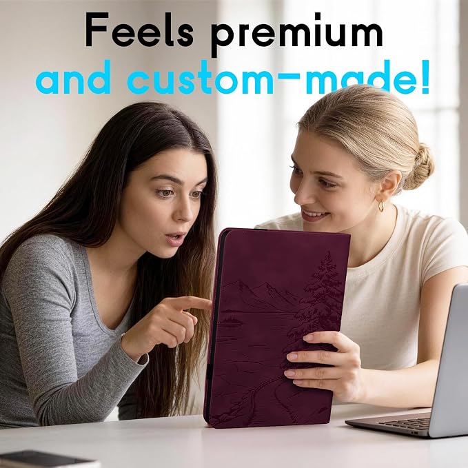 Galaxy Tab S10 Lite / S10 FE / S9 FE Case(10.9 Inch) Frozen Lake Premium Leather with Soft-Touch Feel Built-in Card Slots Adjustable Kickstand Slim and Lightweight ICY Blue
