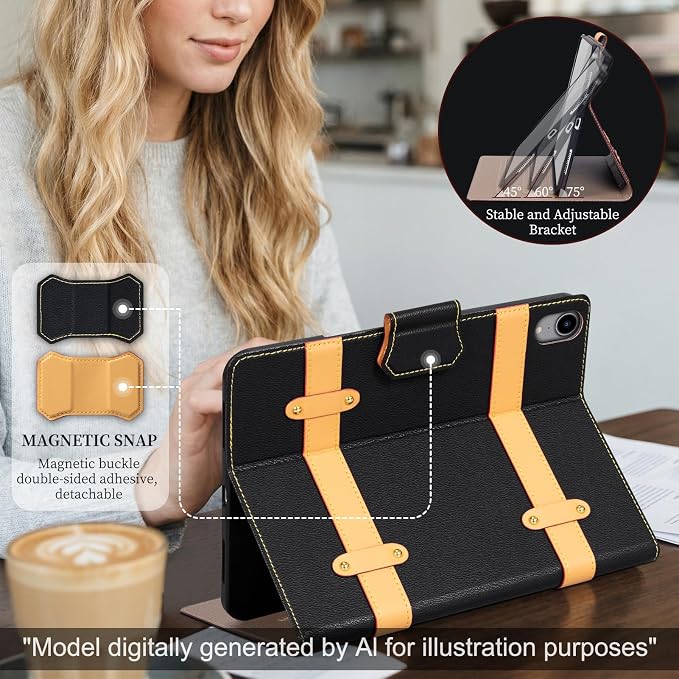 Case for iPad mini 7 (A17) ProiPad mini 7th/6th Gen (2024/2021) | Microfiber Leather Folio Cover with Adjustable Multi-angle StandAuto Sleep/WakeShockproof Protection CaseBlack