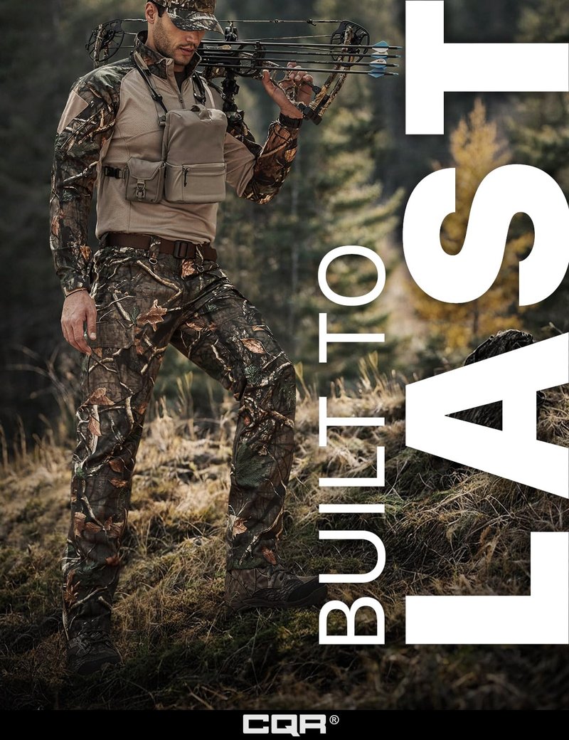 CQR Men's Tactical Pants, Water Resistant Ripstop Cargo Pants, Lightweight EDC Work Hiking Pants, Outdoor Apparel, Duratex Mag Pocket Print Hunting Camo, 38W x 30L