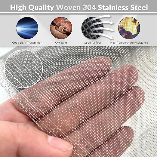 Heavy-Duty Stainless Steel Mesh Screen#18Mesh Wire Dia:0.23mm Size:48"x118" 304