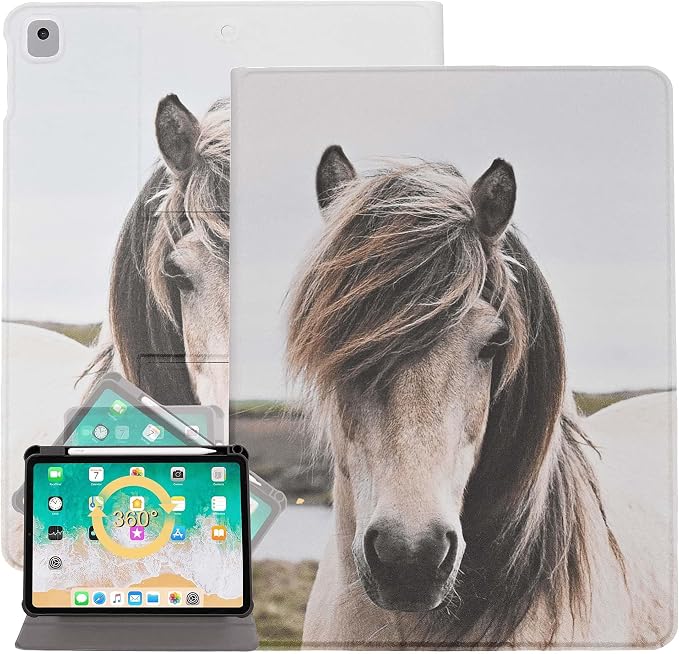 Case for iPad 9th/8th/7th Generation 10.2 Inch 2021/2020/2019 Folio PU Leather Soft TPU Back Cover Multi-Angle Stand Auto Wake/Sleep Smart Case Audio Cassette Tape