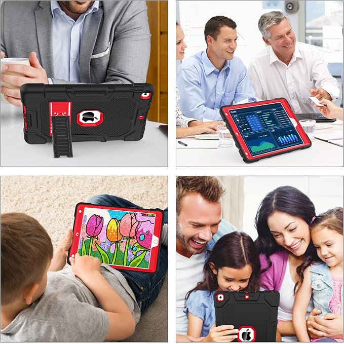 TIMISM Case for iPad 9th/8th/7th Generation(2021/2020/2019) Heavy Duty Military Grade Shockproof Rugged Protective 10.2 Cover with Built-in Stand for iPad 9 8 7 Gen Black+Green