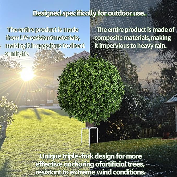 QIANYUN Artificial Boxwood Ball Bush- Faux Boxwood Decorative Balls for Backyard, Balcony,Garden, Wedding and Home Décor (2, 22inch)