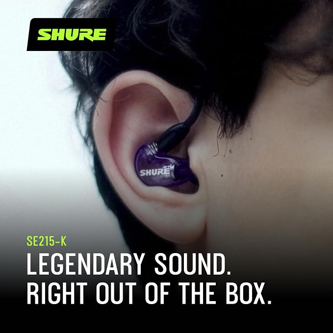 Shure SE215 PRO Sound Isolating Wired Earbuds - Black | Professional in-ear monitors with deep bass single dynamic driver secure fit detachable cable and carrying case