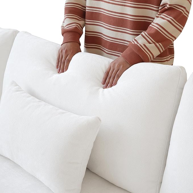 WJShome 160" Cloud Couch Sectional for Living Room, Down Filled Modular Sectional Sofa,4 Seater Convertible Couch, Sofa Covers Washable&Replaceable,White
