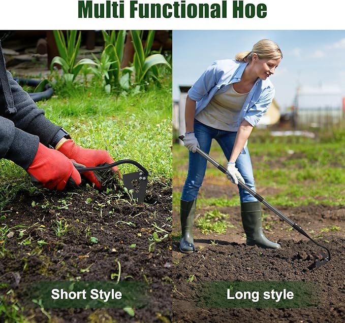 Hardened Hollow Heavy Duty Garden Hoe Tool 60INCH - Ergonomic Weeding Tool for Lawn, Yard & Farm, Rust-Resistant Steel with Comfort Grip, Easy Adjust & Storage