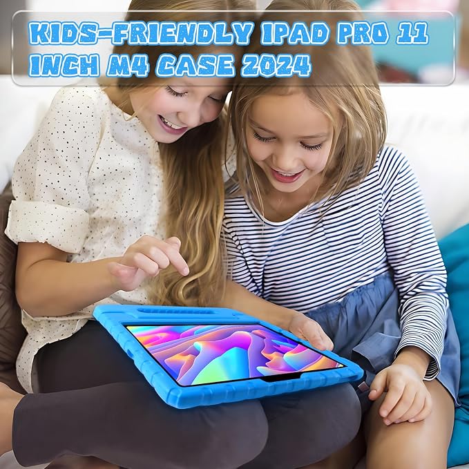 Heavy Duty Kids Case for iPad 10th/11th(A16) Pencil Holder Stand | Rugged Protection Cover for 11/10.9-inch iPad 2025/2022 Lightweight EVA Foam Anti-slip for Home School Travel Blue