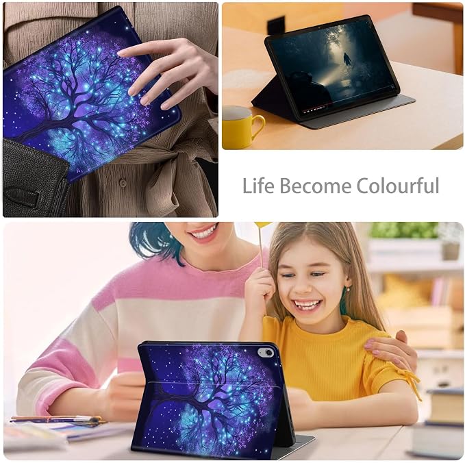 Case for iPad Air 11-inch (M4 2026 / M3 2025 / M2 2024) iPad Air 5th/4th Gen (2022/2020) 10.9 Slim PU Leather Folio Stand &amp Auto Sleep/Wake Protective Smart Cover Tree Fluorescent