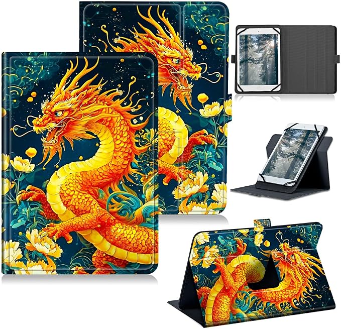 for Walmart Onn 10.1 2024 Onn 10.1 Gen 4 Universal Tablet Case 360 Degree Rotating Kickstand Protective Stand Case with Multiple Viewing PU Leather Shell Case Black Book Cat