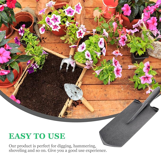 NUOBESTY Heavy-Duty Manganese Steel Narrow Point Planting Spade Shovel for Gardening and Landscaping with Thickened Blade, Metal Garden Handle Tool for Soil Digging and Transplanting