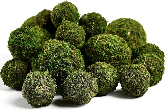 Usmola 18pcs Fake Moss Balls, 6pcs 3.2" Faux Green Balls + 12pcs 2" Artificial Moss Decorative Balls for Centerpiece Bowls (Green)