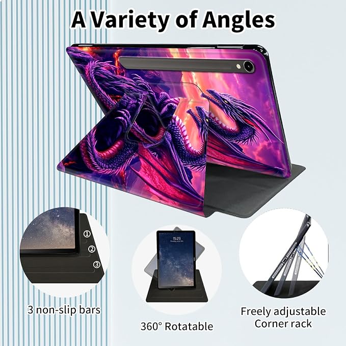 for Samsung Galaxy Tab A9 Plus Case 11 Inch 2024 2023 (SM-X210/X216/X218)360 Degree Rotating Smart Cover Case with Auto Sleep/Wake-Beautiful Highland Cow