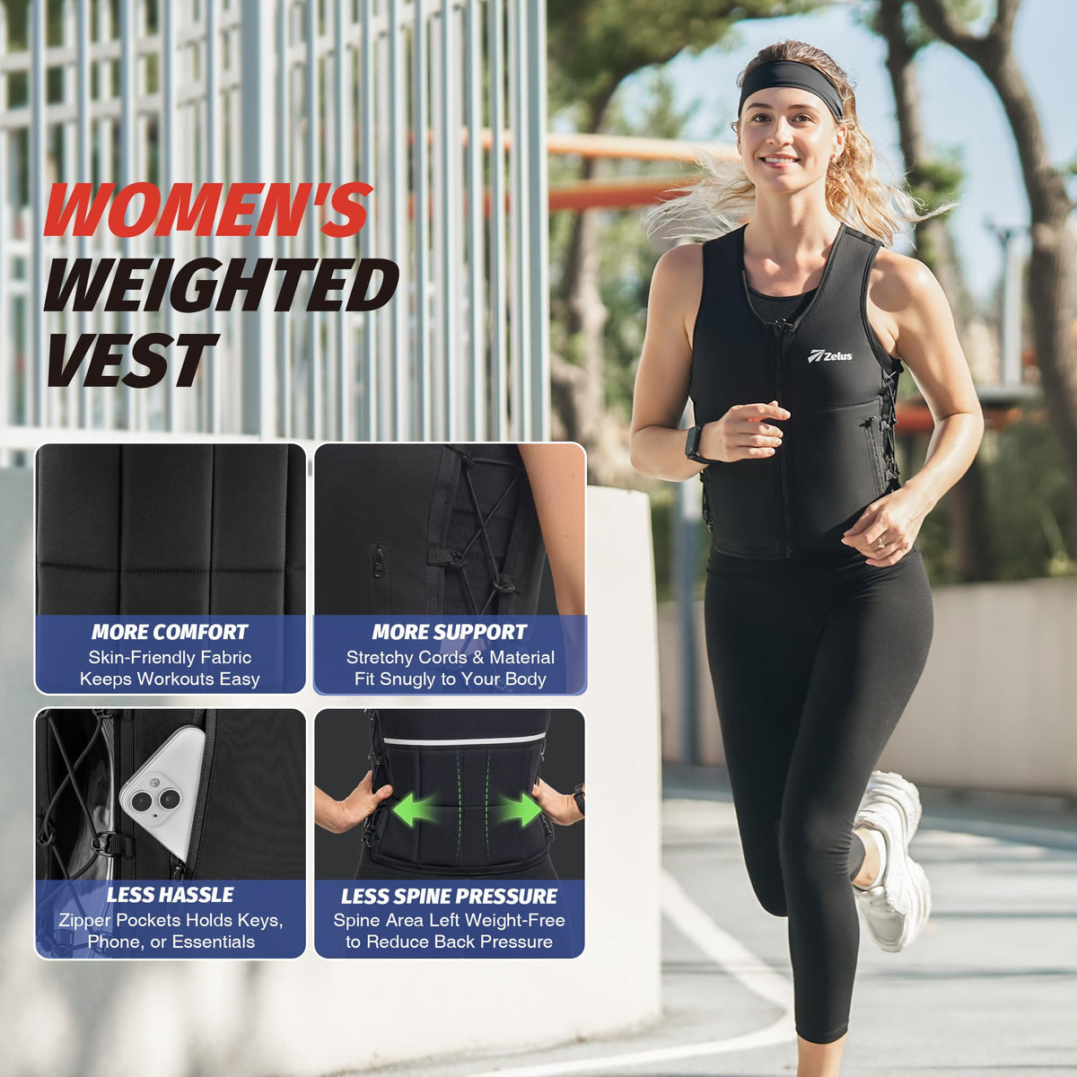 Zelus Weighted Vest for Women Men,Adjustable Z-Fit Slim Walking Vest 1-10lb