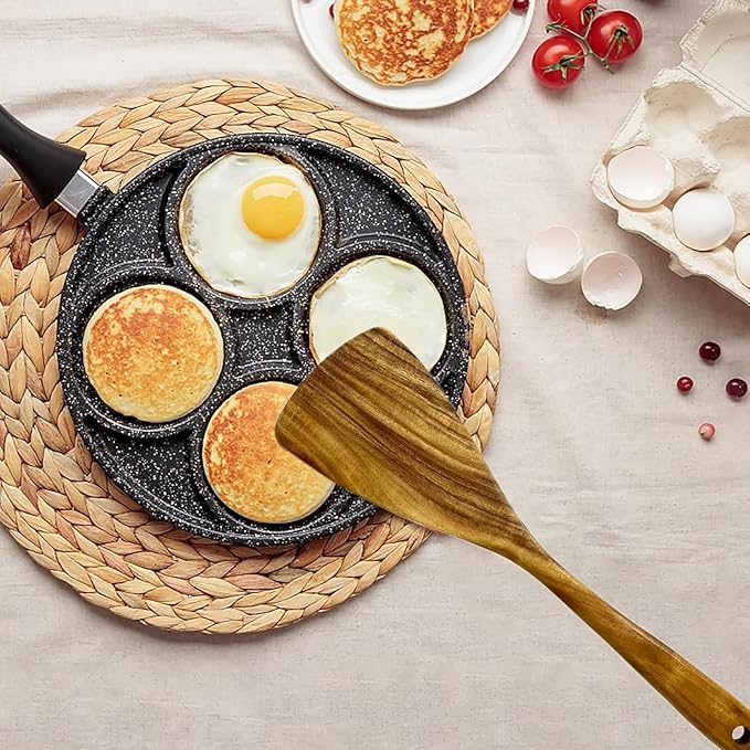 WOODBALA Teak Wood Rigth Handle Flat Turner for Kitchen Use, 2 Pcs Long Wooden Spatula for Cooking, Non Stick Wooden Cooking Utensils Set Flat Spatulas