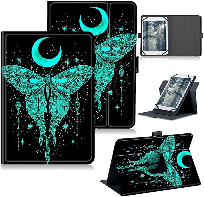 for Walmart Onn 10.1 2024 Onn 10.1 Gen 4 Universal Tablet Case 360 Degree Rotating Kickstand Protective Stand Case with Multiple Viewing PU Leather Shell Case Black Book Cat