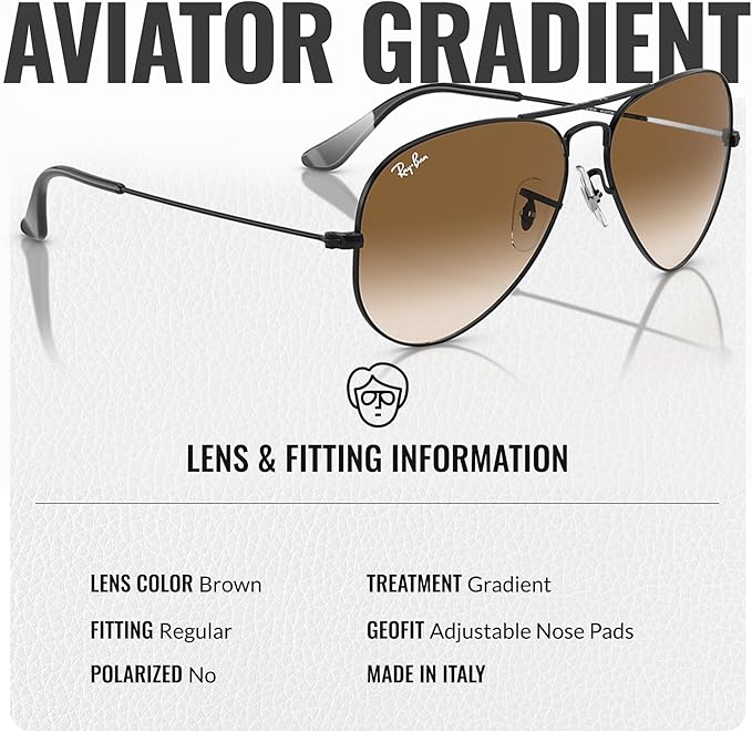 Ray-Ban RB3025 AVIATOR GRADIENT Pilot Shaped Sunglasses for Men & Women with Official RAYBAN Eyewear Kit