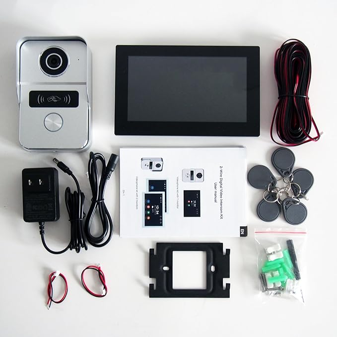 KeonBell 2 Wired Video Intercom System, 7 Inches Video Doorbell Camera with Monitor, Wired Video Door Phone HD Camera Kits Support tuya, Two Way Talk, Video Recording, Remote Unlock for Smart Home