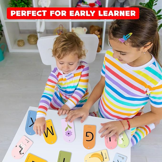 Hapinest My First ABC Alphabet Flash Cards for Baby and Toddlers, 26 Double-Sided Flashcards with Ring