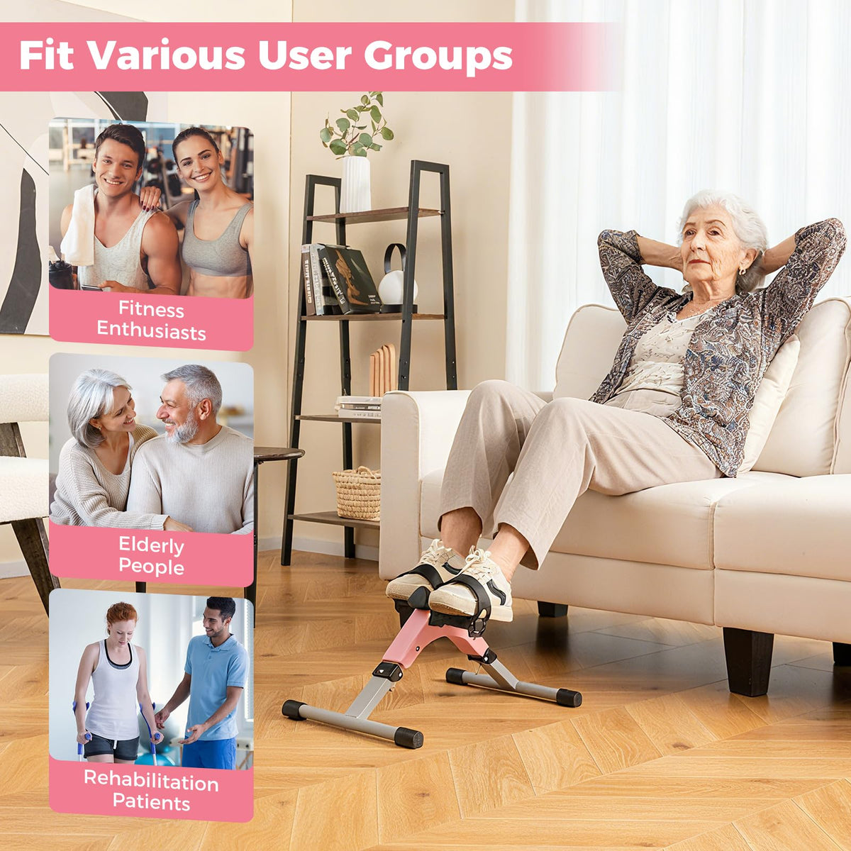 GYMAX Pedal Exerciser, Under Desk Bike Foldable with LCD Display for Arms & Legs Workout, Portable Mini Exercise Bike for Seniors Office Home Fitness