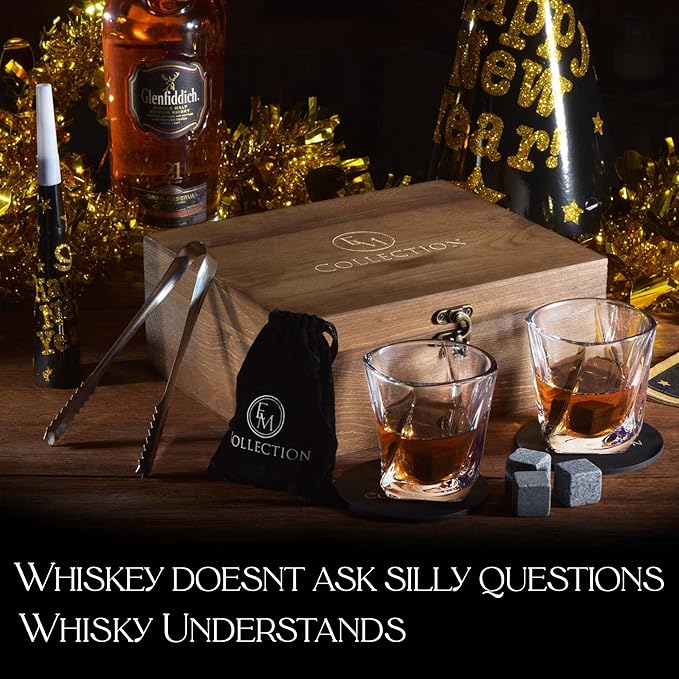 EMCOLLECTION Whiskey Glasses | Whiskey Stone for Him, Men & Women