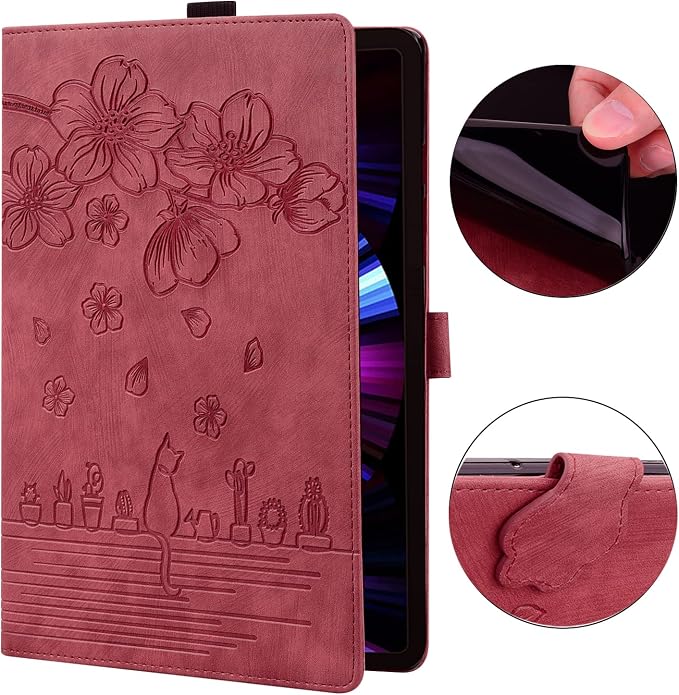 Dteck Wallet Case for Galaxy Tab S10+/S9+/S7 FE/S8+/S7 Plus 12.4 Tablet Premium PU Leather Folding Stand Auto Wake/Sleep Pen Holder Case with Hummingbirds