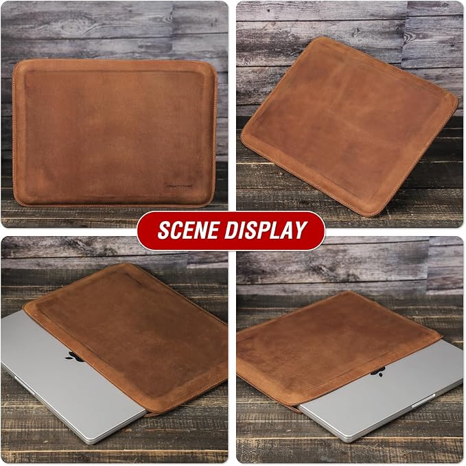 Top Grain Leather 12.9 Tablet Sleeve Slim Protector Vintage Design Fully Handmade Compatible with 12.9 iPad Pro 3/4/5/6 Gen Fits A2233 A2069 A2378 A2379 A2461 A2462 Coffee 12.9 Inch