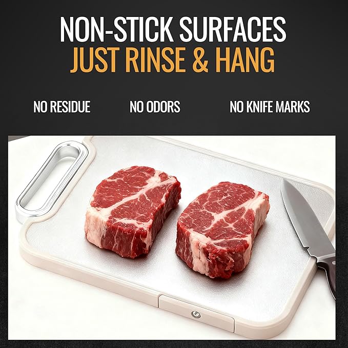 Titanium Cutting Board for Kitchen, Double-Sided Non-Slip Chopping Board, 15.4 x 10.6 Inch, Non-Toxic & Food-Grade, Dishwasher Safe, for Meat, Vegetables, Fruits & Meal Prep, Durable & Easy to Clean