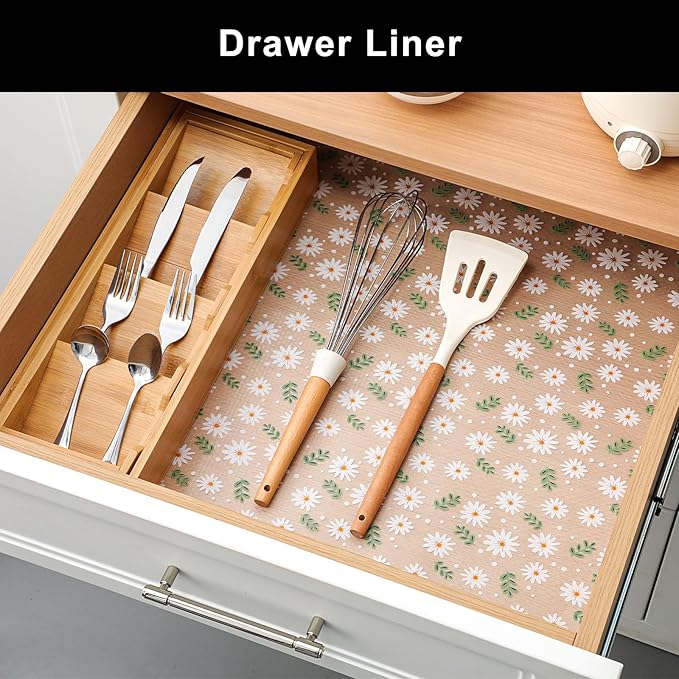 Cooyes Shelf Liner – Premium Non-Adhesive Cabinet & Drawer Liner for Kitchen – Waterproof Shelf Paper with Modern Pattern – Durable EVA Cabinet Mat – Easy to Cut （12" W x 360" L）
