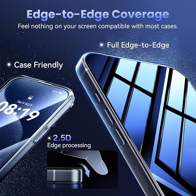 3 Pack Tempered Glass Privacy Screen Protector for iPhone 15 Pro Max 6.7 Inch Original Touch Sensitivity with Auto Alignment kit Bubble Free Case Friendly 9H Hardness