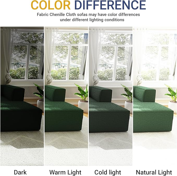 76" Sectional Compressed Sofa Modular Couches Loveseat 2 Deep Seat,High-Density Foam No Assembly Required,2-Piece(2xCorner) for Living Room Fabric Chenille Green