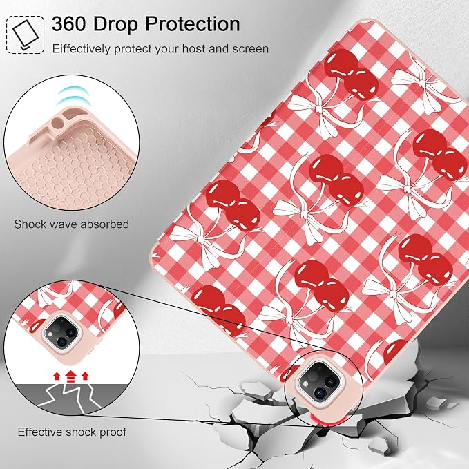 May Chen Case for iPad Pro 11 inch (4th 3rd 2nd &amp 1st Gen) 2022 2021 2020 2018 Trifold Stand + Pencil Holder + Auto Wake/Sleep + Soft TPU Protective Stand Back Cover Abstract Floral