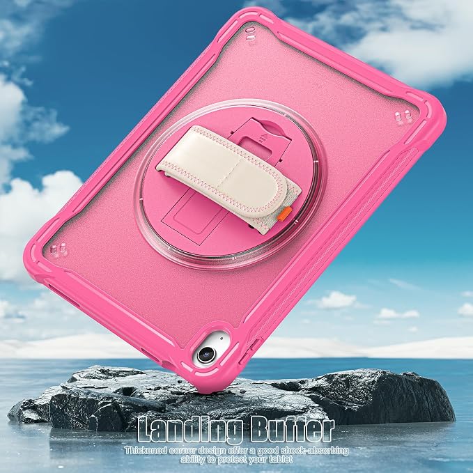 BLOSOMEET Clear Case for iPad 9th/8th/7th Generation 2021/2020/2019 10.2 Inch with Tempered Glass Screen Protector &amp Pencil HolderDrop-Proof iPad 10.2 Case w/Stand Hand Shoulder StrapBlack