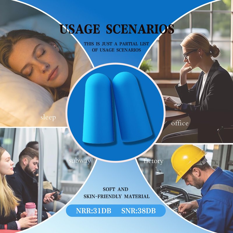 38dB High SNR Noise Cancelling Soft Foam Earplugs, 60 Pairs Yellow Comfort Ear Plugs for Sleeping, Snoring, Shooting, Work & Loud Sound Reduction