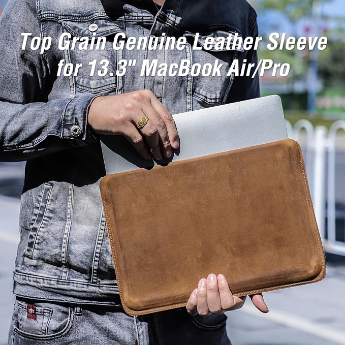 Top Grain Leather 12.9 Tablet Sleeve Slim Protector Vintage Design Fully Handmade Compatible with 12.9 iPad Pro 3/4/5/6 Gen Fits A2233 A2069 A2378 A2379 A2461 A2462 Coffee 12.9 Inch