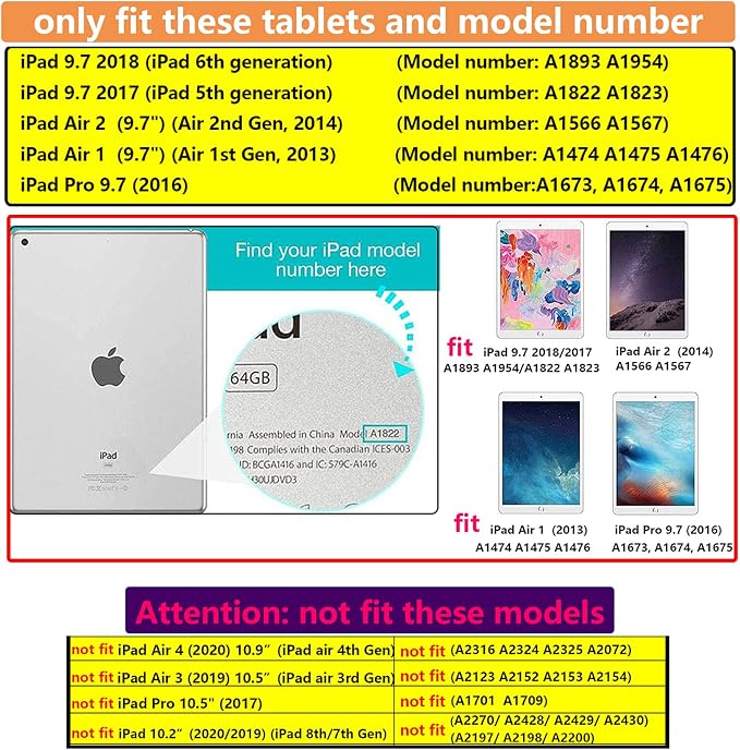 Kids Case for iPad 6th/5th Generation iPad 9.7 inch 2018/2017 and iPad Air 1/Air 2 Case with Handle/Kickstand EVA Foam Shockproof Stand Cover for iPad Air 1st/2nd Gen/iPad Pro 9.7Black Bird
