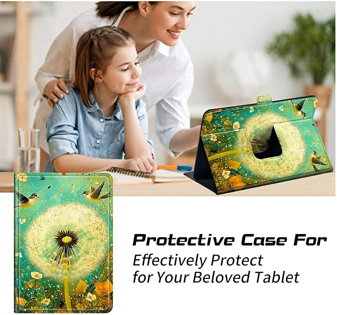 for Walmart Onn 10.1 2024 Onn 10.1 Gen 4 Universal Tablet Case 360 Degree Rotating Kickstand Protective Stand Case with Multiple Viewing PU Leather Shell Case Black Book Cat