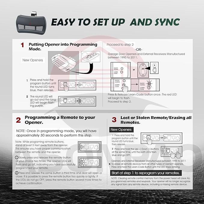 2X GITR-3 Genie Garage Door Opener Remote Intellicode, 10-Year-Warranty