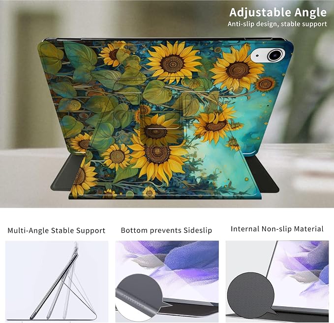 for iPad 9th Generation Case (2021)/8th Gen (2020)/ 7th Gen (2019) 10.2 Inch-360 Degree Rotating Multi-Angle Viewing Protective Cover with Auto Sleep/Wake-Art Mandala Flower