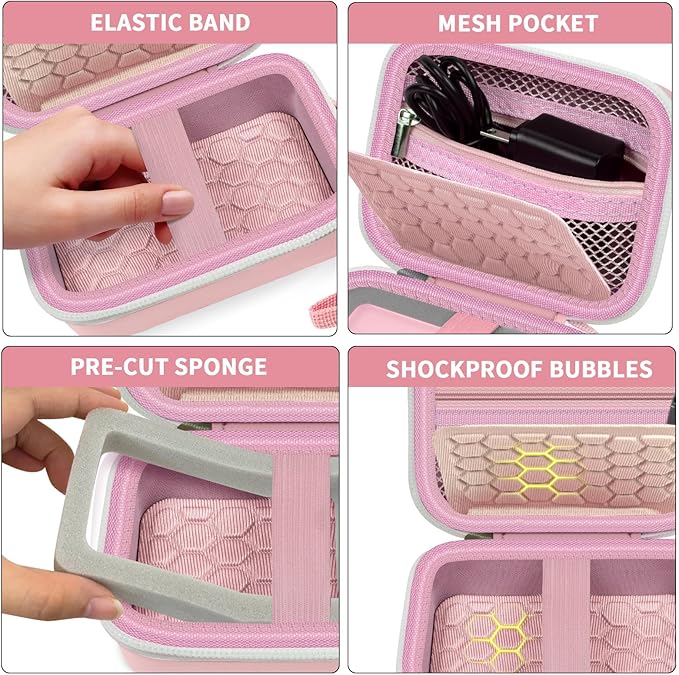 Carrying & Protective Case for Digital Camera, AbergBest 21 Mega Pixels 2.7" LCD Rechargeable HD/Kodak Pixpro/Canon PowerShot ELPH 180/190 / Sony DSCW800 / DSCW830 Cameras for Travel-Pink