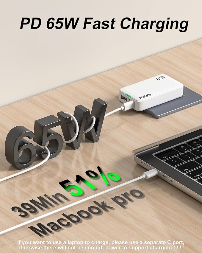 3-Port Flat USB C Wall Charger 30W Max Type-C Fast Charging Block | Dual USB-C 1 USB-A PD 25W Fast Charging Slim Body Foldable Plug for IPad Pro Tablets iPhone 17/16/15 Series Galaxy